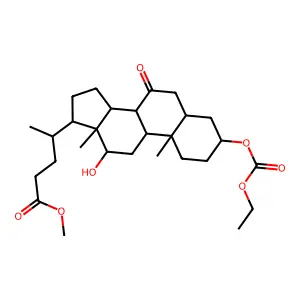 Methyl 3alpha-((ethoxycarbonyl)oxy)-12alpha-hydroxy-7-oxo-5beta-cholan-24-oate structure