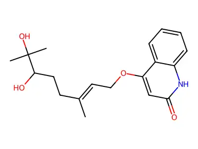 4-(6,7-dihydroxy-3,7-dimethyloct-2-enoxy)-1H-quinolin-2-one structure