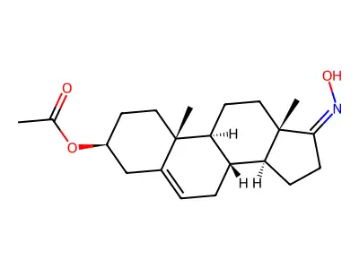 17-Oximino-5-androsten-3beta-yl acetate structure