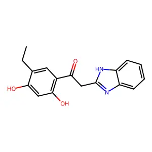 2-(1H-benzimidazol-2-yl)-1-(5-ethyl-2,4-dihydroxyphenyl)ethanone structure