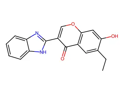 3-(1H-benzimidazol-2-yl)-6-ethyl-7-hydroxy-4H-chromen-4-one structure