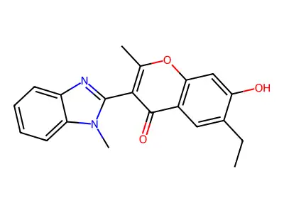 6-ethyl-7-hydroxy-2-methyl-3-(1-methyl-1H-1,3-benzodiazol-2-yl)-4H-chromen-4-one structure