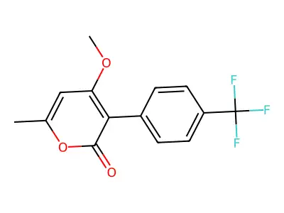 4-methoxy-6-methyl-3-[4-(trifluoromethyl)phenyl]-2H-pyran-2-one structure