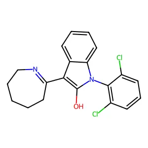 (3Z)-3-(azepan-2-ylidene)-1-(2,6-dichlorophenyl)indol-2-one structure