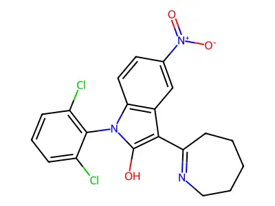 (3Z)-3-(azepan-2-ylidene)-1-(2,6-dichlorophenyl)-5-nitroindol-2-one structure