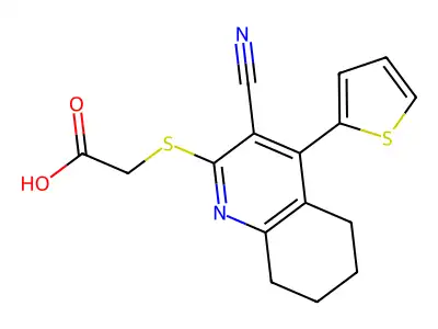 {[3-Cyano-4-(thiophen-2-yl)-5,6,7,8-tetrahydroquinolin-2-yl]sulfanyl}acetic acid structure