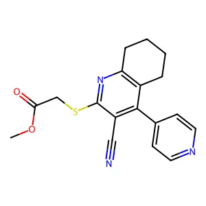 methyl 2-((3-cyano-4-(pyridin-4-yl)-5,6,7,8-tetrahydroquinolin-2-yl)thio)acetate structure