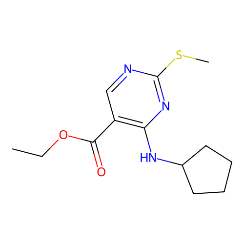 Ethyl 4-(cyclopentylamino)-2-(methylsulfanyl)pyrimidine-5-carboxylate structure