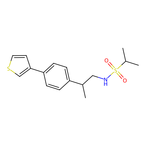N-[2-(4-thiophen-3-ylphenyl)propyl]propane-2-sulfonamide structure