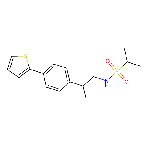 N-2-(4-(2-thienyl)phenyl)propyl 2-propanesulfonamide structure