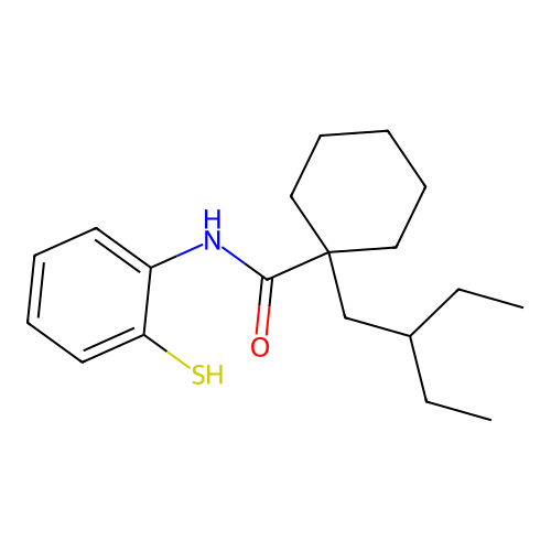 Cyclohexanecarboxamide, 1-(2-ethylbutyl)-N-(2-mercaptophenyl)- structure