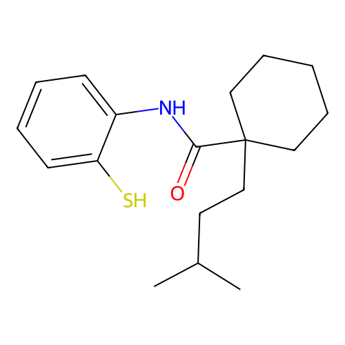 Cyclohexanecarboxamide, N-(2-mercaptophenyl)-1-(3-methylbutyl)- structure