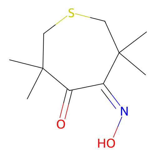 5-Hydroxyimino-3,3,6,6-tetramethylthiepan-4-one structure