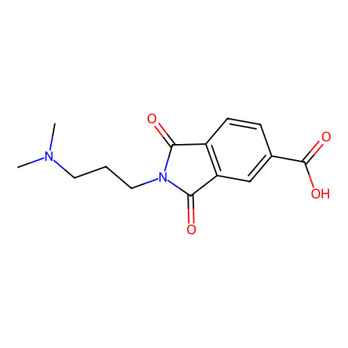 2-[3-(dimethylamino)propyl]-1,3-dioxo-2,3-dihydro-1H-isoindole-5-carboxylic acid structure