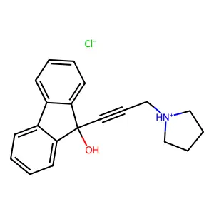 Fluoren-9-ol, 9-(3-(1-pyrrolidinyl)-1-propynyl)-, hydrochloride structure