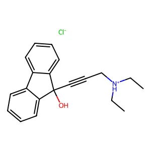 Fluoren-9-ol, 9-(3-(diethylamino)-1-propynyl)-, hydrochloride structure