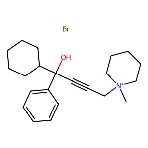 1-(4-Cyclohexyl-4-hydroxy-4-phenylbut-2-yn-1-yl)-1-methylpiperidin-1-ium bromide structure