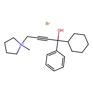 Pyrrolidinium, 1-(4-cyclohexyl-4-hydroxy-4-phenyl-2-butynyl)-1-methyl-, bromide structure