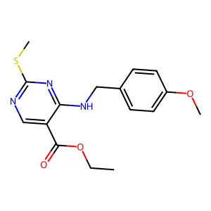 Ethyl 4-((4-methoxybenzyl)amino)-2-(methylthio)pyrimidine-5-carboxylate structure