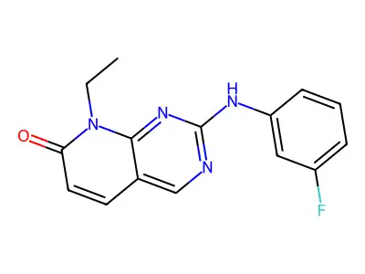 8-ethyl-2-(3-fluorophenylamino)-8H-pyrido[2,3-d]pyrimidin-7-one structure