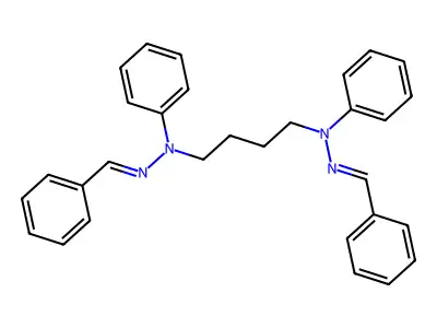 N,N'-bis(benzylideneamino)-N,N'-diphenylbutane-1,4-diamine structure