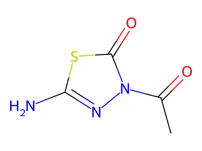3-acetyl-5-amino-1,3,4-thiadiazol-2(3H)-one structure
