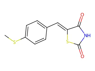 (5E)-5-[(4-methylsulfanylphenyl)methylidene]-1,3-thiazolidine-2,4-dione structure