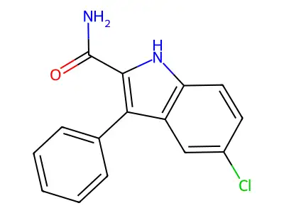 5-chloro-3-phenyl-1H-indole-2-carboxamide structure