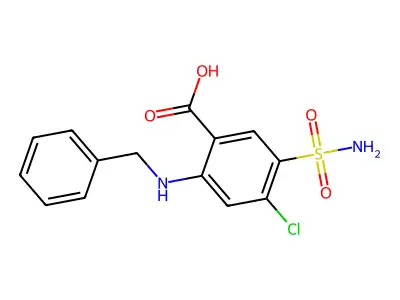 N-Benzyl-4-chloro-5-sulfamoylanthranilic acid structure