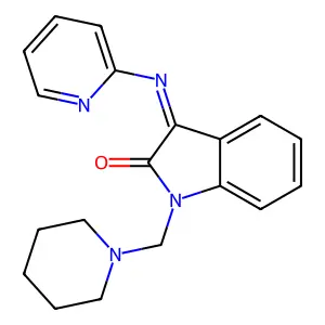 2H-Indol-2-one, 1,3-dihydro-1-(1-piperidinylmethyl)-3-(2-pyridinylimino)- structure