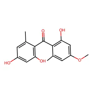 (2,4-Dihydroxy-6-methylphenyl)-(2-hydroxy-4-methoxy-6-methylphenyl)methanone structure