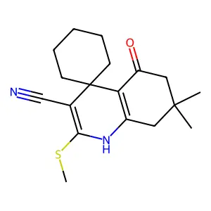 7,7-dimethyl-2-methylsulfanyl-5-oxospiro[6,8-dihydro-1H-quinoline-4,1'-cyclohexane]-3-carbonitrile structure