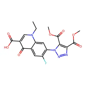 7-[4,5-bis(methoxycarbonyl)triazol-1-yl]-1-ethyl-6-fluoro-4-oxoquinoline-3-carboxylic acid structure