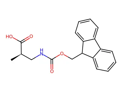 3-((((9H-Fluoren-9-yl)methoxy)carbonyl)amino)-2-methylpropanoic acid structure