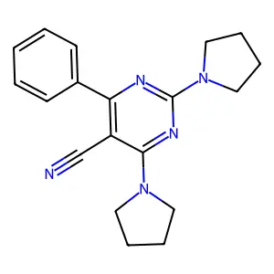 4-Phenyl-2,6-di(1-pyrrolidinyl)-5-pyrimidinecarbonitrile structure