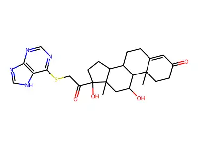11,17-dihydroxy-10,13-dimethyl-17-[2-(7H-purin-6-ylsulfanyl)acetyl]-2,6,7,8,9,11,12,14,15,16-decahydro-1H-cyclopenta[a]phenanthren-3-one structure