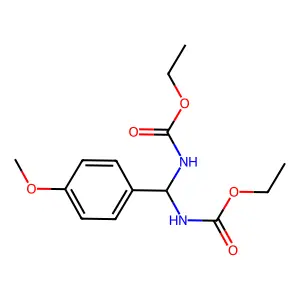 Diethyl [(4-methoxyphenyl)methylene]biscarbamate structure