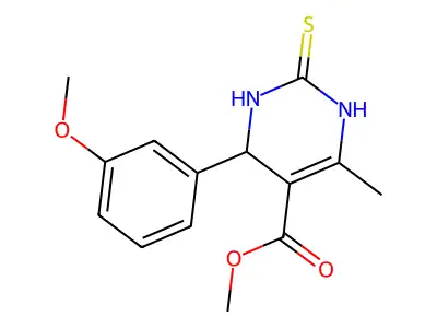 methyl 4-(3-methoxyphenyl)-6-methyl-2-thioxo-1,2,3,4-tetrahydropyrimidine-5-carboxylate structure