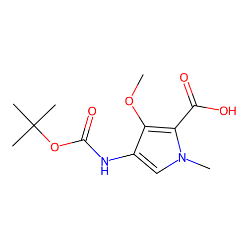 4-((tert-Butoxycarbonyl)amino)-3-methoxy-1-methyl-1H-pyrrole-2-carboxylic acid structure