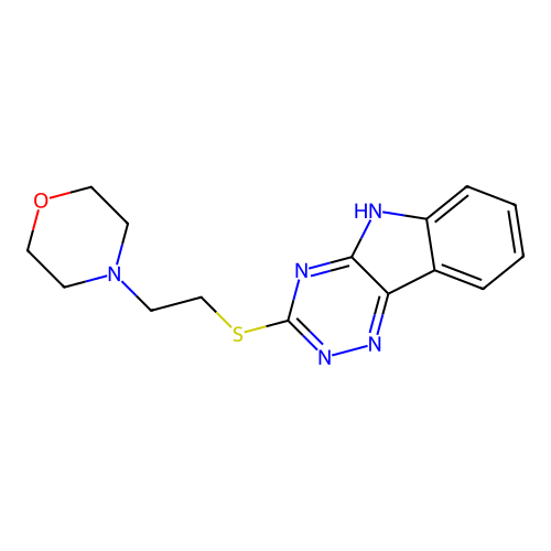 4-[2-(5H-[1,2,4]triazino[5,6-b]indol-3-ylsulfanyl)ethyl]morpholine structure