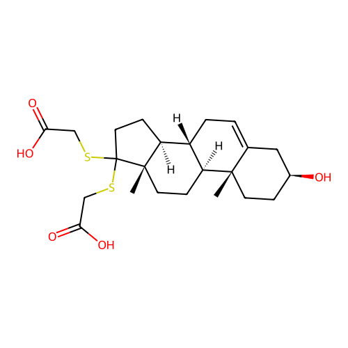 3beta-Hydroxyandrost-5-en-17-one bis(carboxymethyl)mercaptole structure