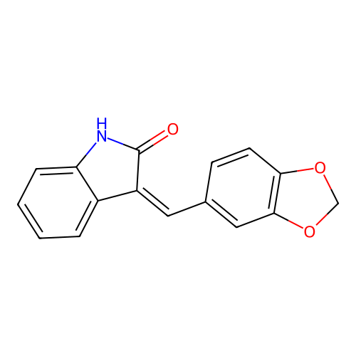 (Z)-3-(benzo[d][1,3]dioxol-5-ylmethylene)indolin-2-one structure