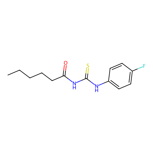 N-[(4-fluorophenyl)carbamothioyl]hexanamide structure