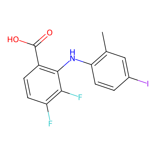 3,4-Difluoro-2-((4-iodo-2-methylphenyl)amino)benzoic acid structure