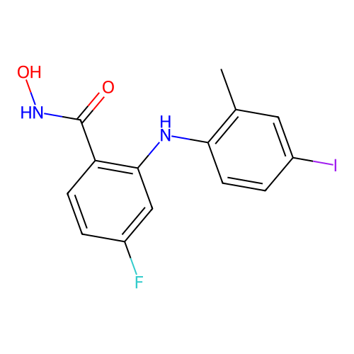 4-Fluoro-N-hydroxy-2-[(4-iodo-2-methylphenyl)amino]benzamide structure