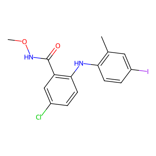 5-chloro-2-(4-iodo-2-methylanilino)-N-methoxybenzamide structure