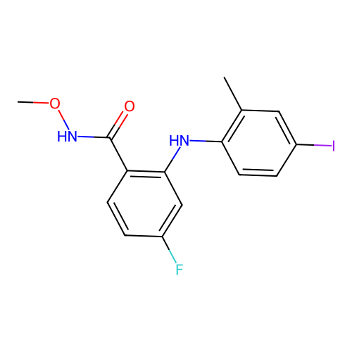 4-Fluoro-2-[(4-iodo-2-methylphenyl)amino]-N-methoxybenzamid structure