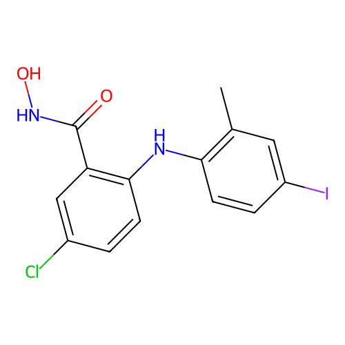 5-chloro-N-hydroxy-2-(4-iodo-2-methylanilino)benzamide structure