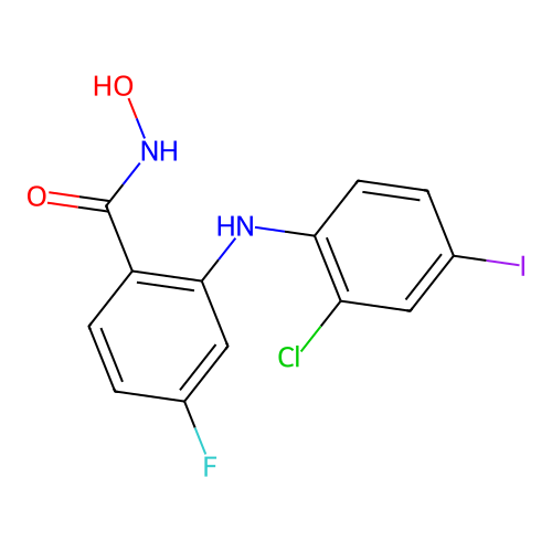 2-[(2-Chloro-4-iodophenyl)amino]-4-fluoro-N-hydroxybenzamide structure