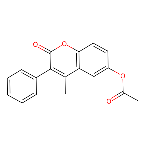 4-methyl-2-oxo-3-phenyl-2H-chromen-6-yl acetate structure